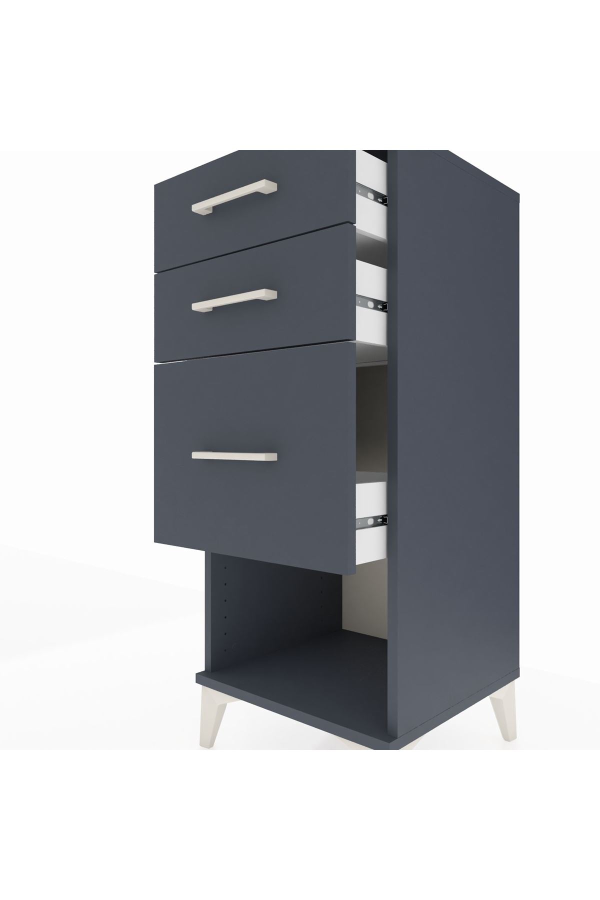 Hyperion Komodin 3 Çekmeceli 44x44x106 Antrasit-Antrasit