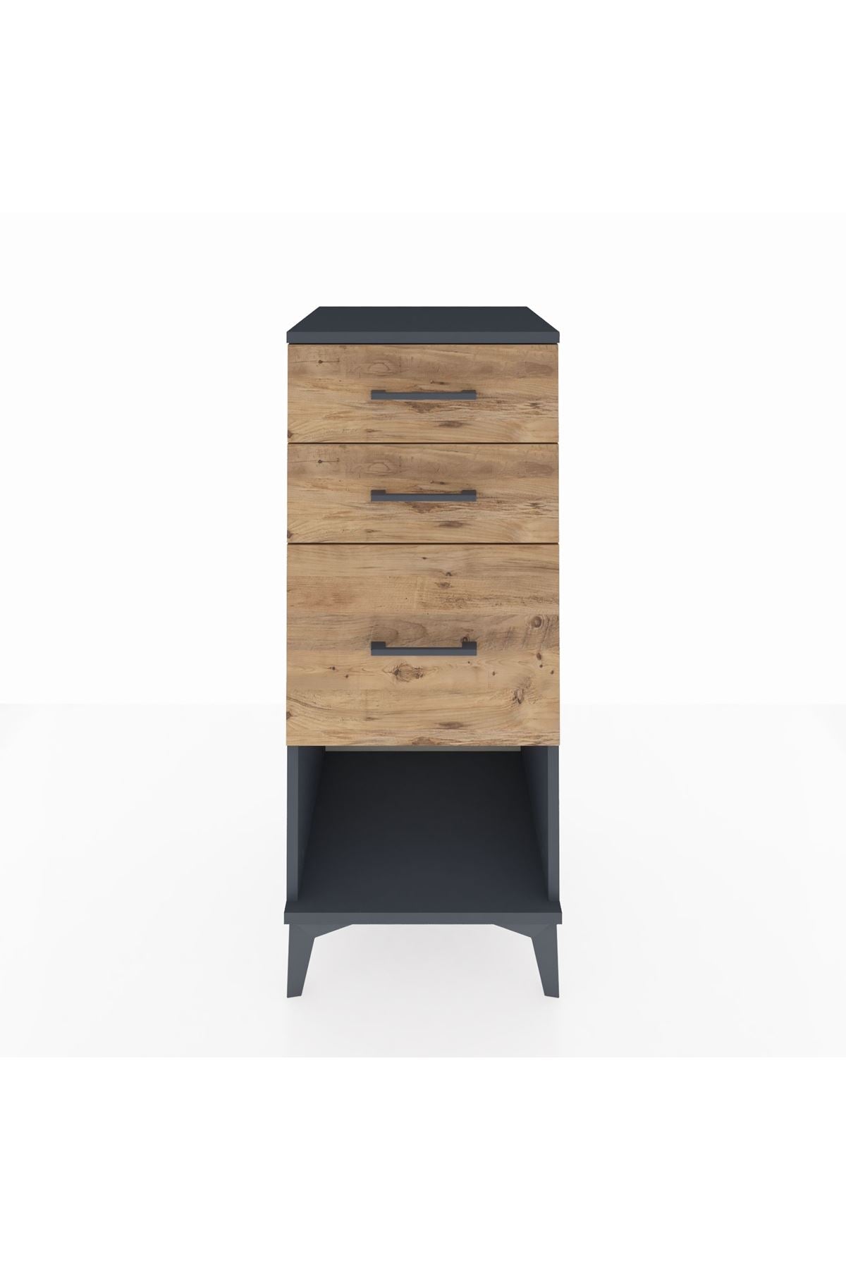 Hyperion Komodin 3 Çekmeceli 44x44x106 Antrasit-Çam