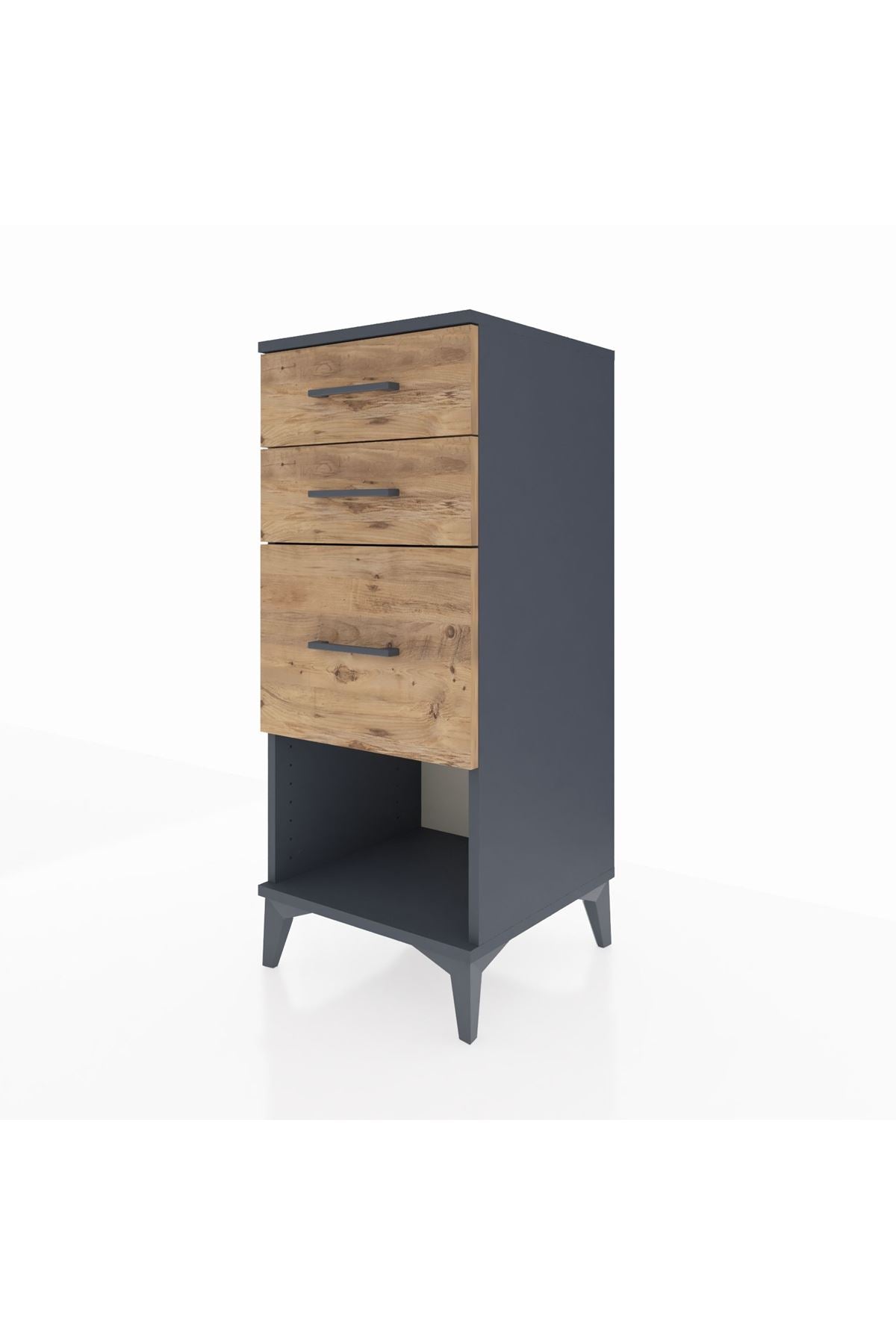 Hyperion Komodin 3 Çekmeceli 44x44x106 Antrasit-Çam