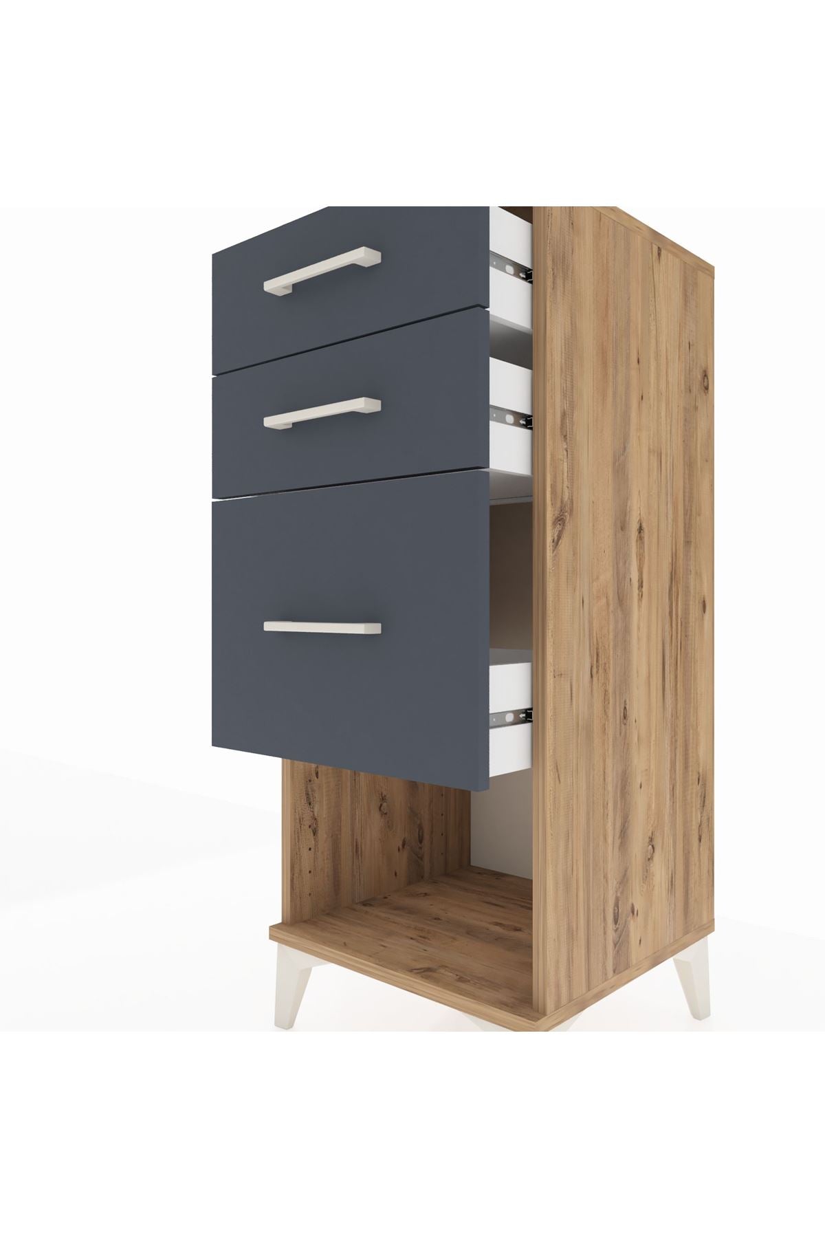Hyperion Komodin 3 Çekmeceli 44x44x106 Çam-Antrasit
