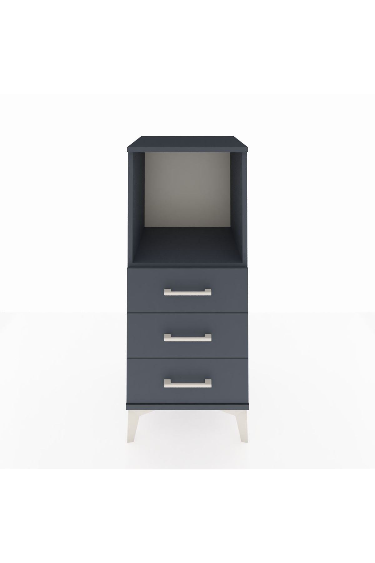 Hyperion Komodin Tek Raflı 3 Çekmeceli 44x44x106 Antrasit-Antrasit