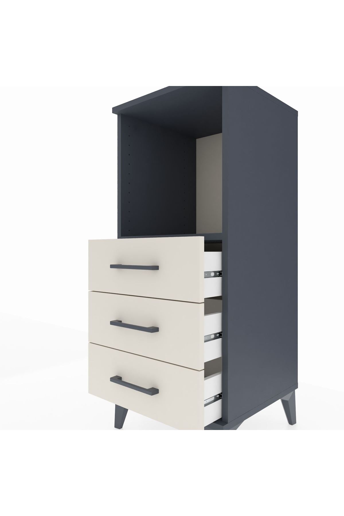 Hyperion Komodin Tek Raflı 3 Çekmeceli 44x44x106 Antrasit-Aytaşı