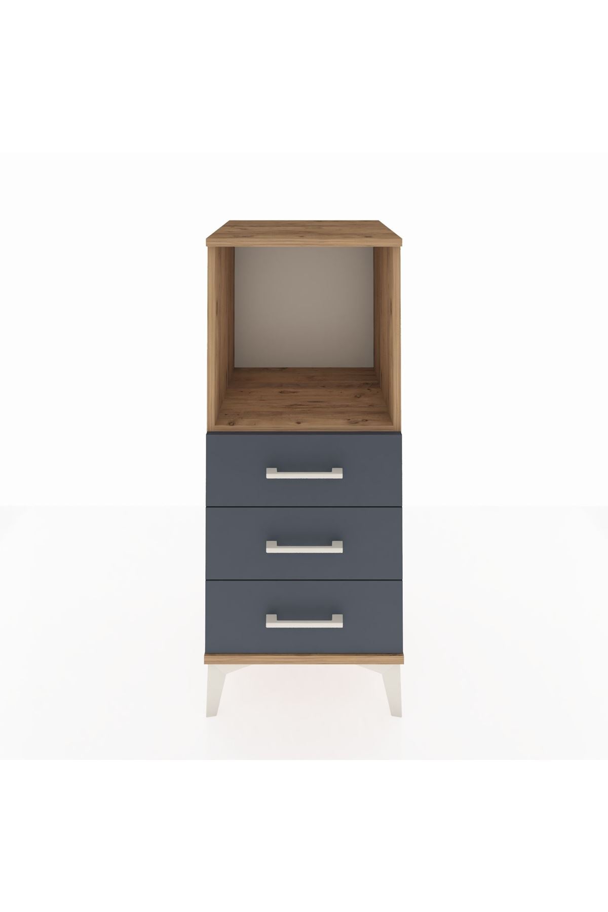 Hyperion Komodin Tek Raflı 3 Çekmeceli 44x44x106 Çam-Antrasit