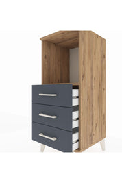 Hyperion Komodin Tek Raflı 3 Çekmeceli 44x44x106 Çam-Antrasit