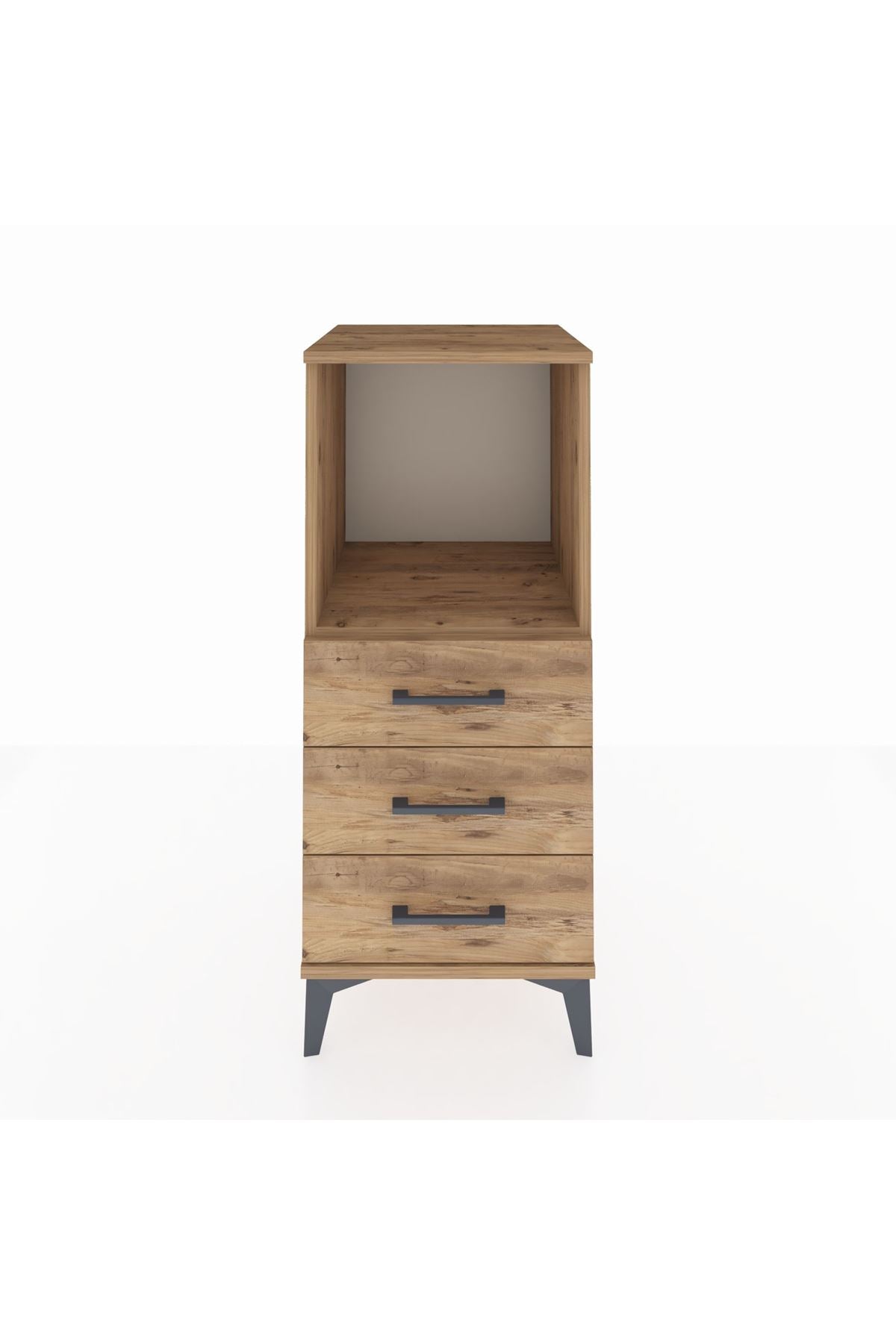 Hyperion Komodin Tek Raflı 3 Çekmeceli 44x44x106 Çam-Çam
