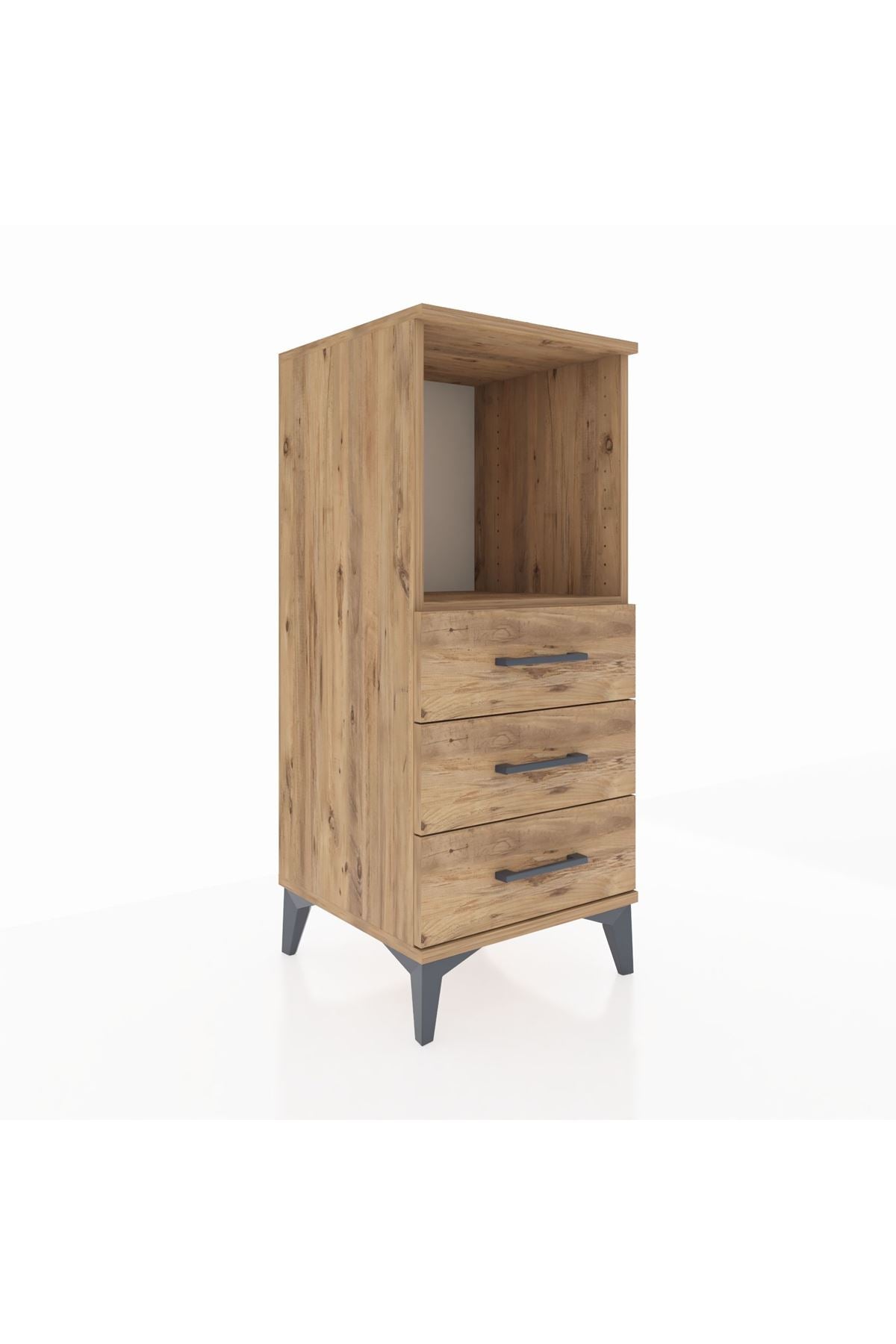 Hyperion Komodin Tek Raflı 3 Çekmeceli 44x44x106 Çam-Çam