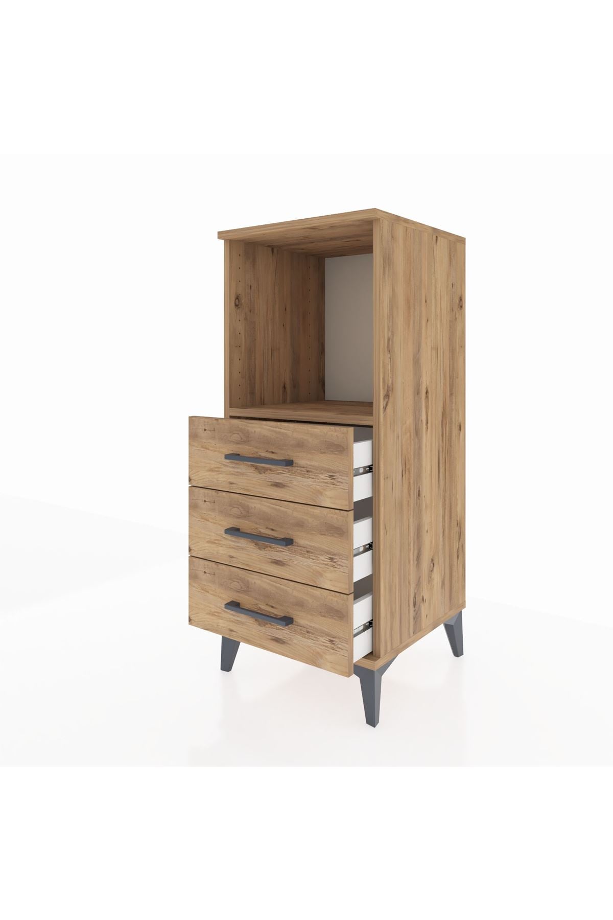 Hyperion Komodin Tek Raflı 3 Çekmeceli 44x44x106 Çam-Çam