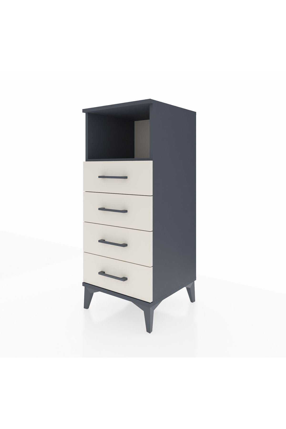 Hyperion Komodin Tek Raflı 4 Çekmeceli 44x44x106 Antrasit-Aytaşı