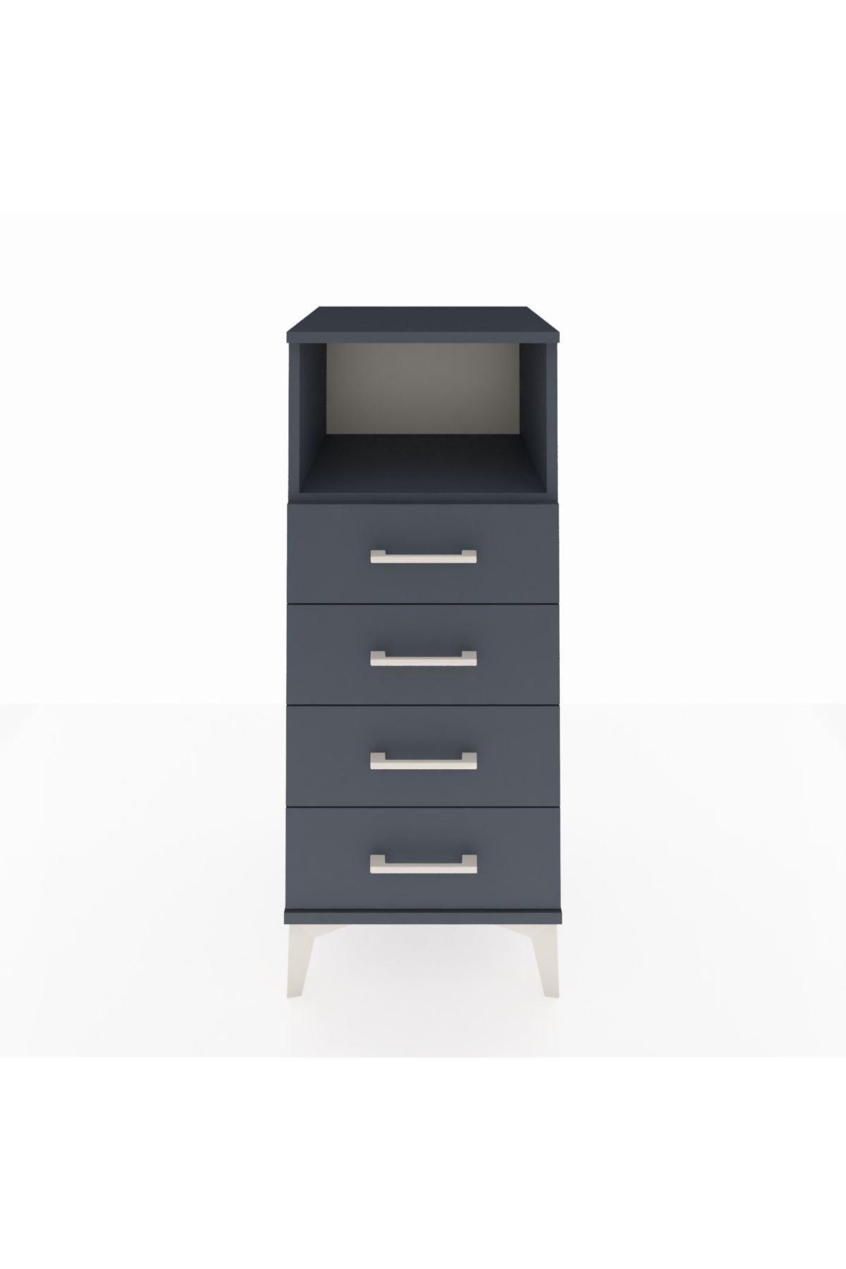 Hyperion Komodin Tek Raflı 4 Çekmeceli 44x44x106 Antrasit-Antrasit