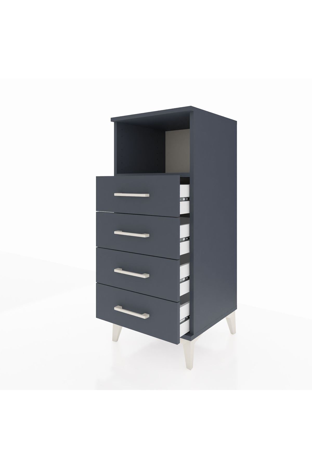 Hyperion Komodin Tek Raflı 4 Çekmeceli 44x44x106 Antrasit-Antrasit