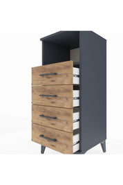 Hyperion Komodin Tek Raflı 4 Çekmeceli 44x44x106 Antrasit-Çam
