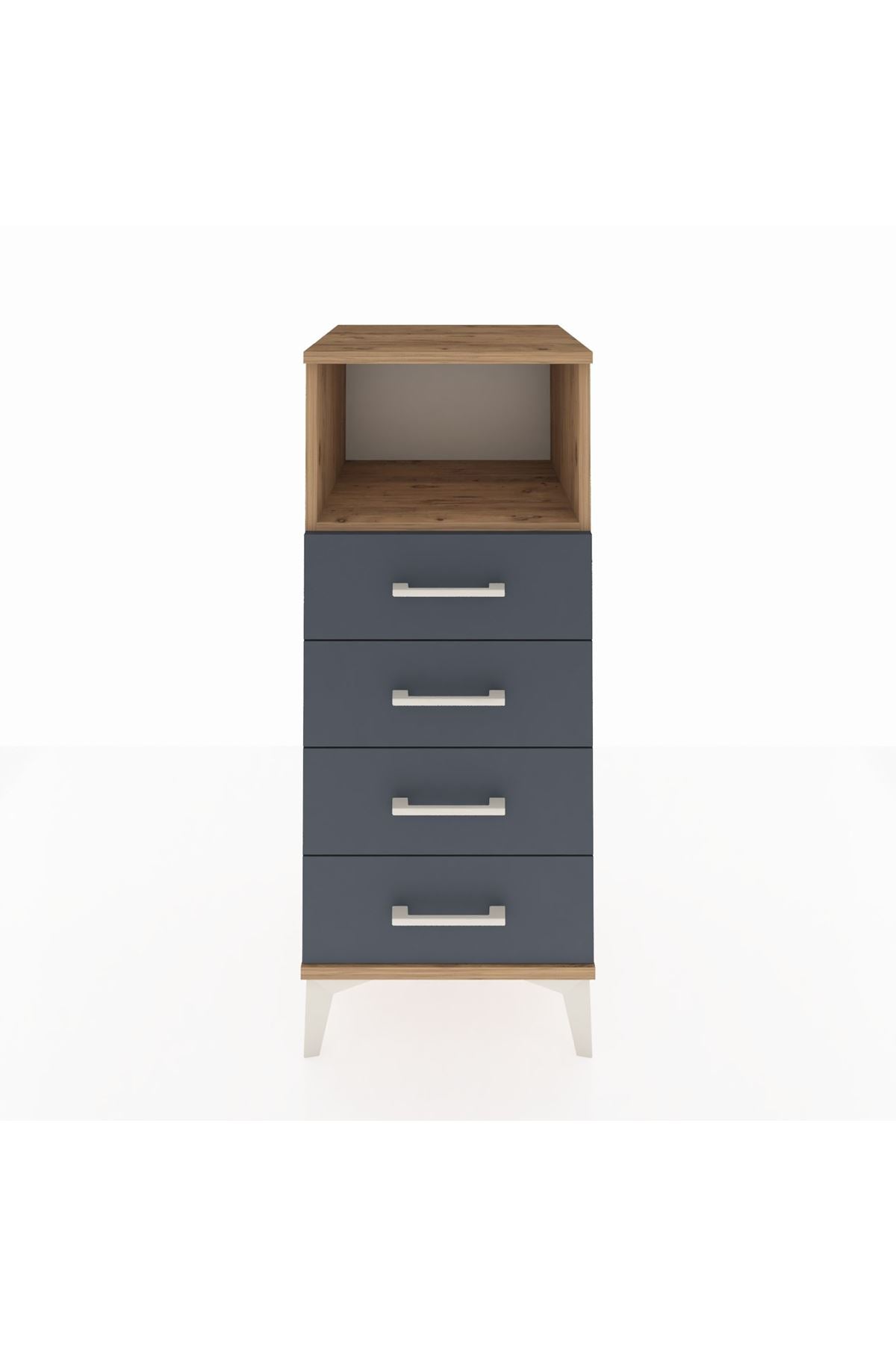 Hyperion Komodin Tek Raflı 4 Çekmeceli 44x44x106 Çam-Antrasit