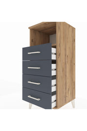 Hyperion Komodin Tek Raflı 4 Çekmeceli 44x44x106 Çam-Antrasit