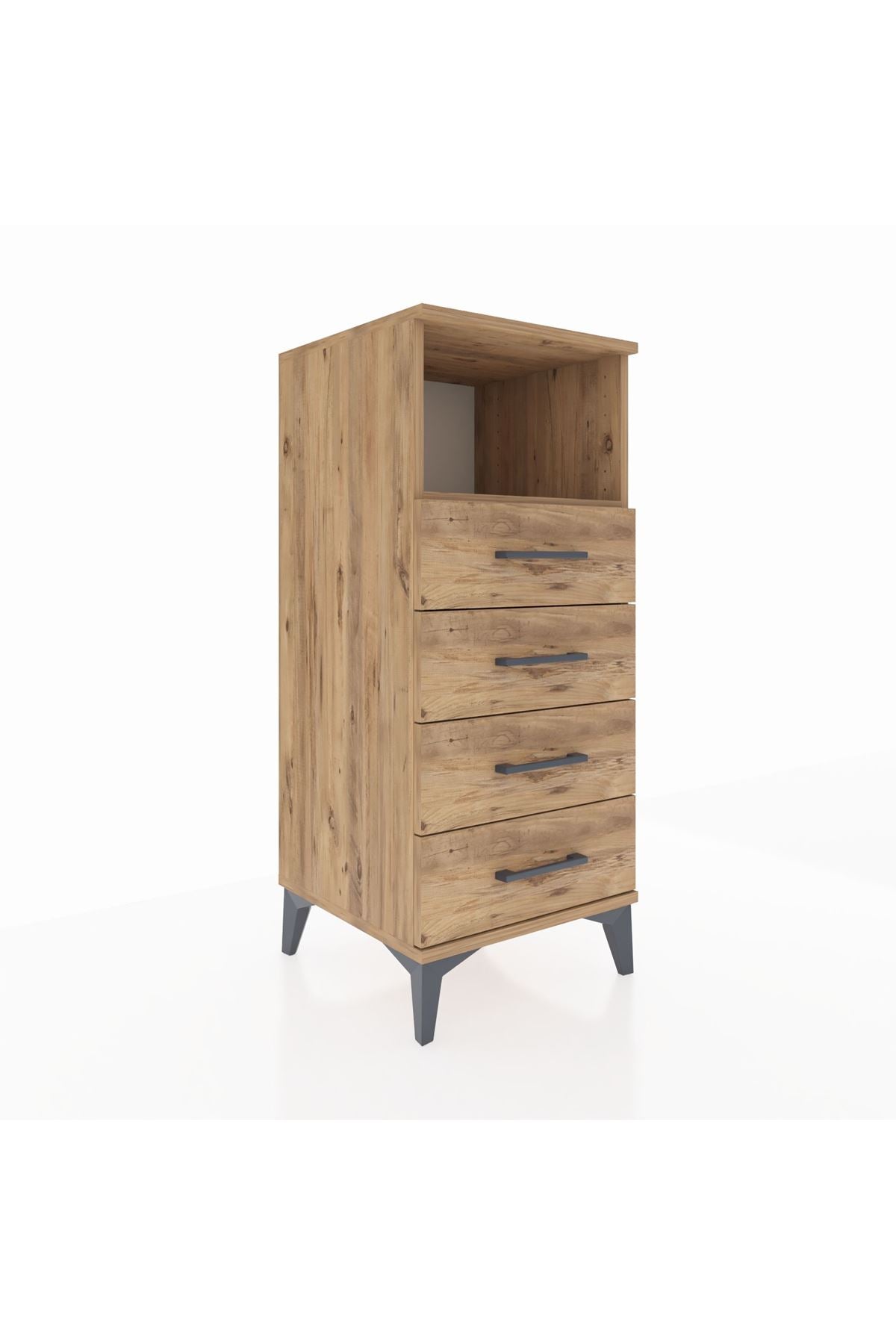 Hyperion Komodin Tek Raflı 4 Çekmeceli 44x44x106 Çam-Çam