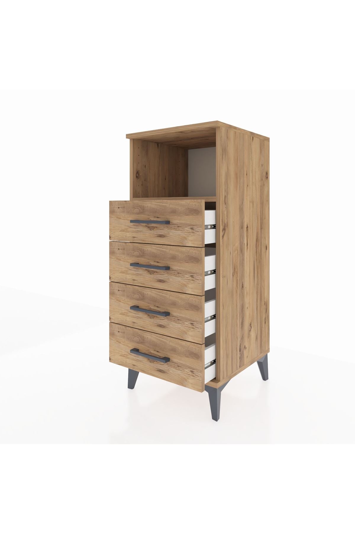 Hyperion Komodin Tek Raflı 4 Çekmeceli 44x44x106 Çam-Çam