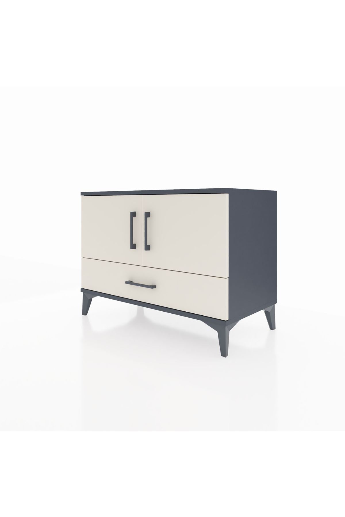 Hyperion Şifonyer 2 Raflı Tek Çekmeceli 2 Kapaklı 88x44x64 Antrasit-Aytaşı