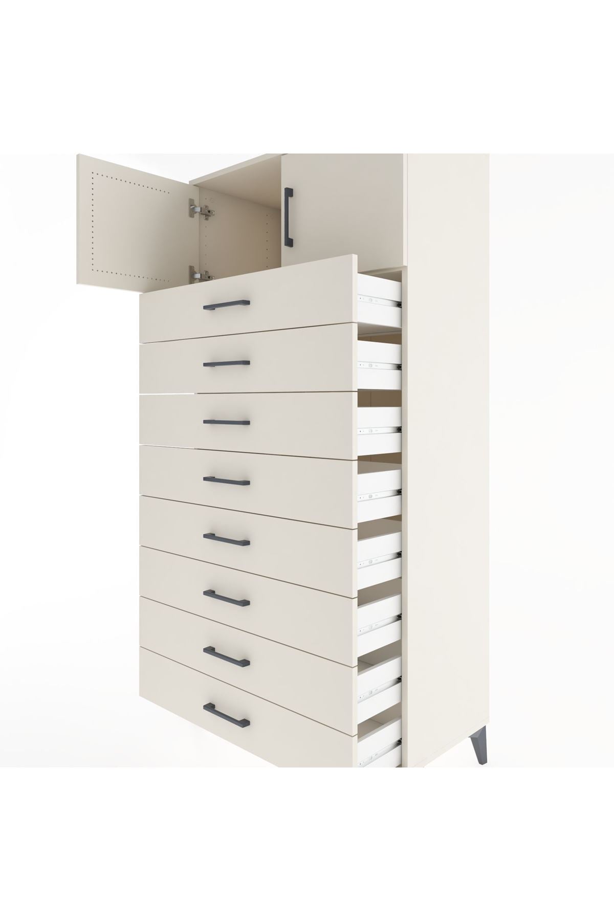 Hyperion Dolap Tek Raflı 8 Çekmeceli 2 Kapaklı 88x44x182 - S57M001V1B