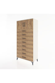 Hyperion Dolap Tek Raflı 8 Çekmeceli 2 Kapaklı 88x44x182 - S57M001V3B