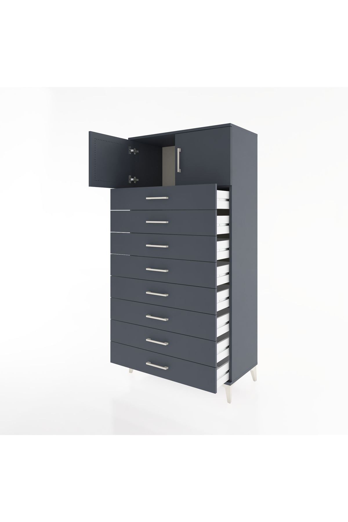 Hyperion Dolap Tek Raflı 8 Çekmeceli 2 Kapaklı 88x44x182 - S57M001V5B