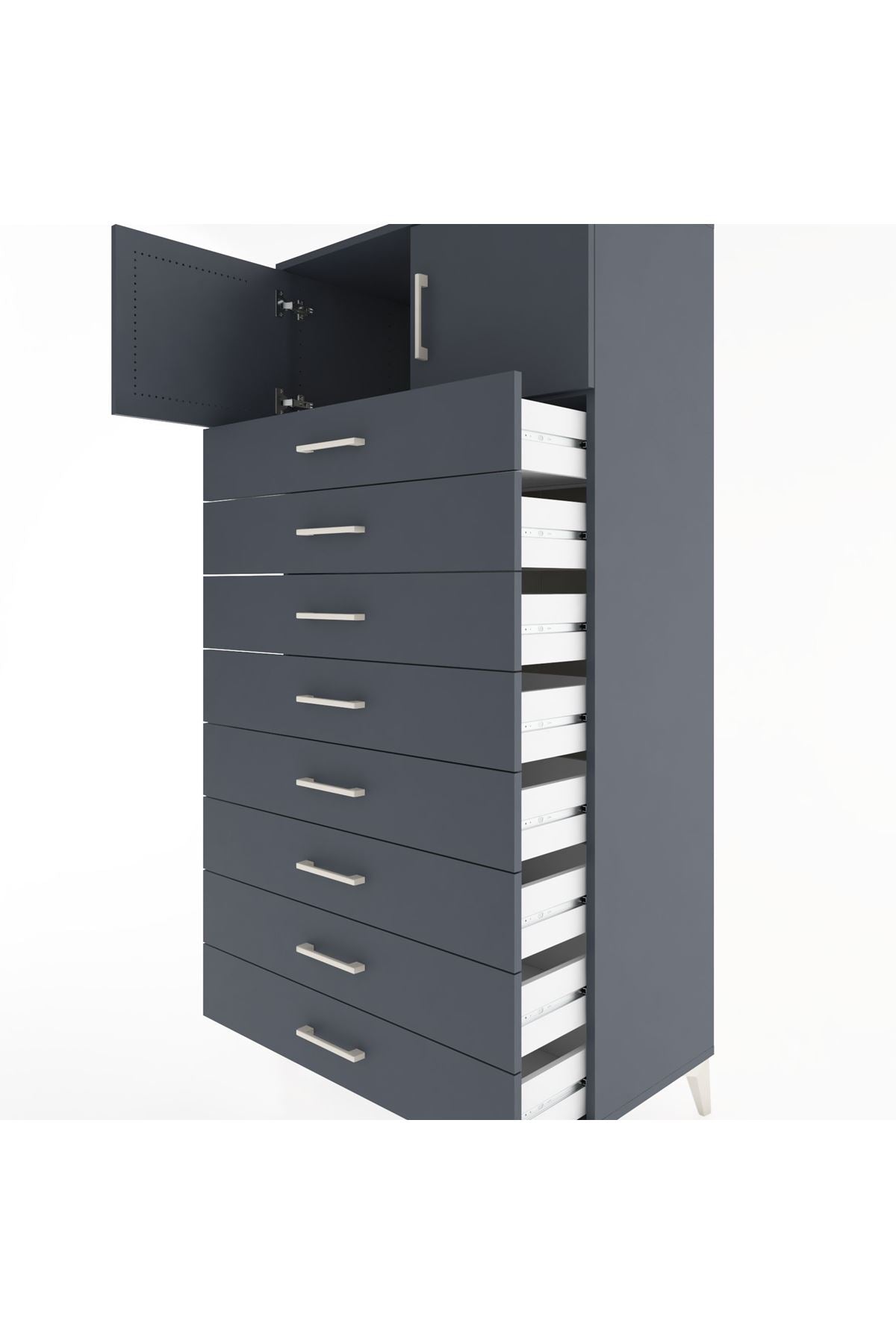 Hyperion Dolap Tek Raflı 8 Çekmeceli 2 Kapaklı 88x44x182 - S57M001V5B