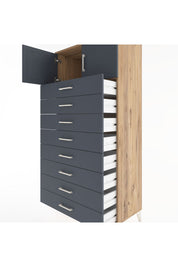Hyperion Dolap Tek Raflı 8 Çekmeceli 2 Kapaklı 88x44x182 - S57M001V8B