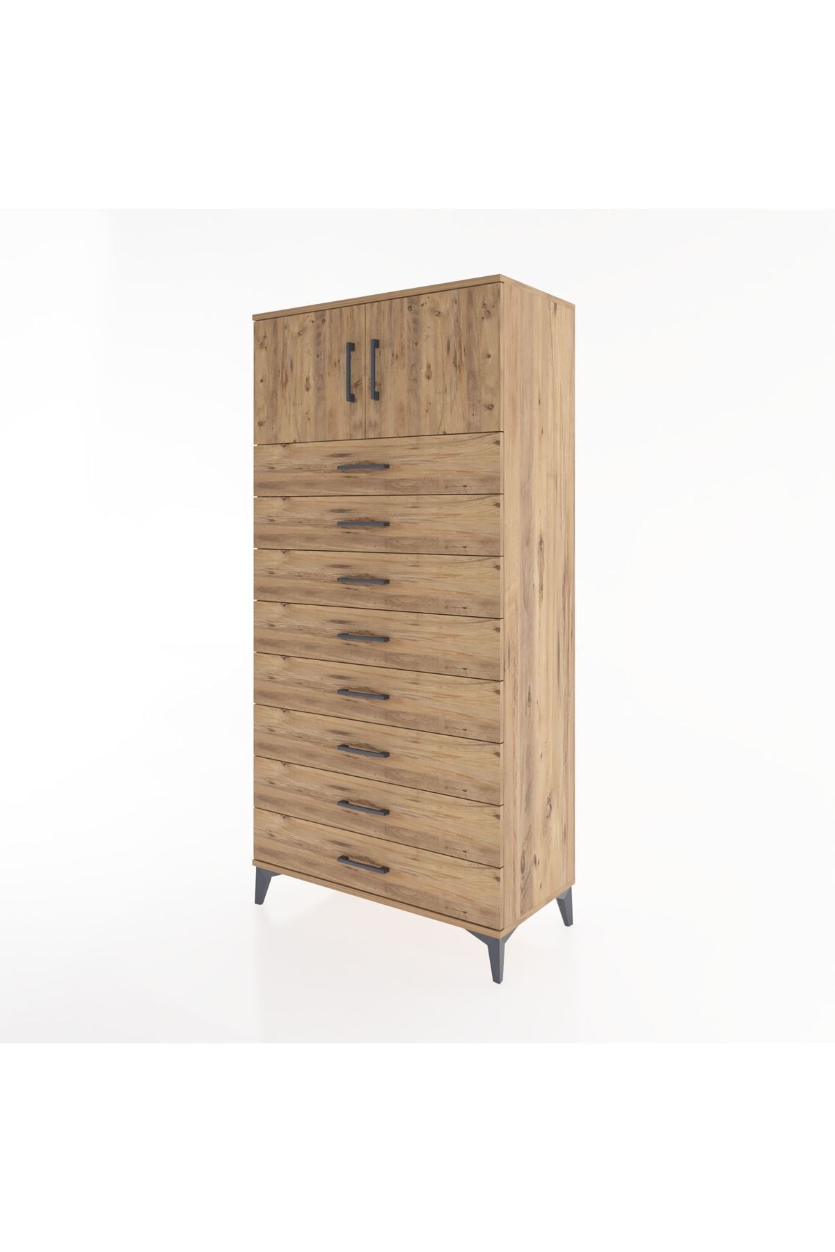 Hyperion Dolap Tek Raflı 8 Çekmeceli 2 Kapaklı 88x44x182 - S57M001V9B