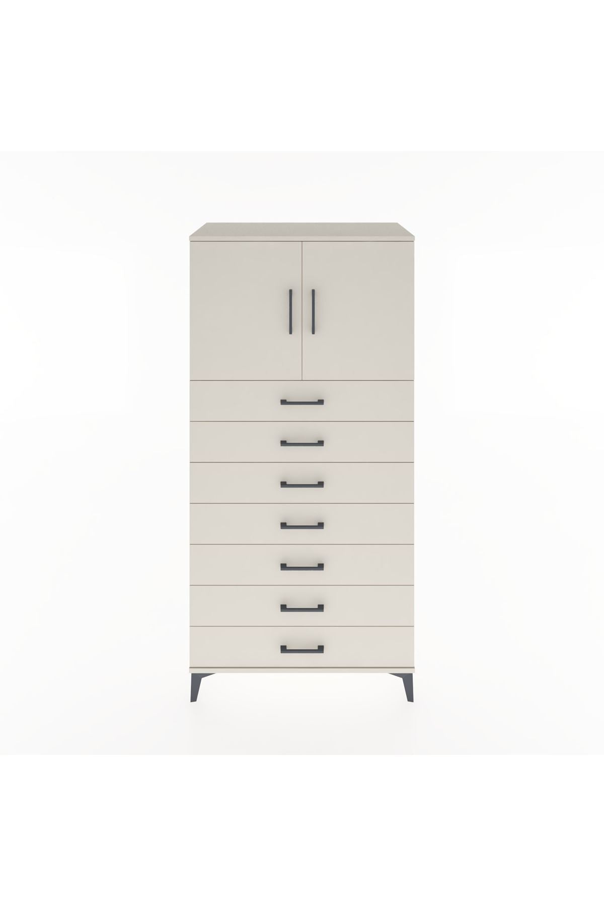 Hyperion Dolap Tek Raflı 7 Çekmeceli 2 Kapaklı 88x44x182 - S57M002V1B