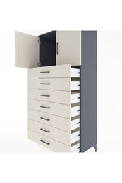 Hyperion Dolap Tek Raflı 7 Çekmeceli 2 Kapaklı 88x44x182 - S57M002V4B