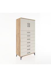 Hyperion Dolap Tek Raflı 7 Çekmeceli 2 Kapaklı 88x44x182 - S57M002V7B