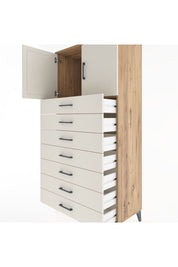 Hyperion Dolap Tek Raflı 7 Çekmeceli 2 Kapaklı 88x44x182 - S57M002V7B