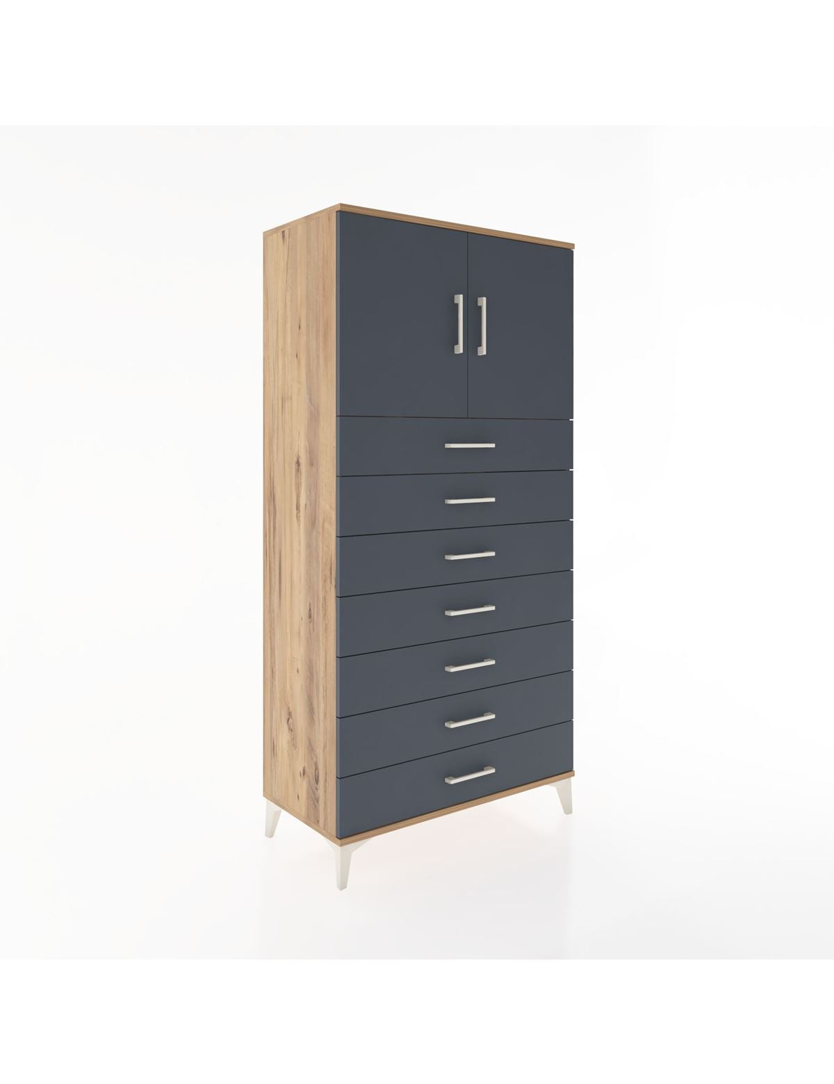 Hyperion Dolap Tek Raflı 7 Çekmeceli 2 Kapaklı 88x44x182 - S57M002V8B