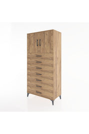 Hyperion Dolap Tek Raflı 7 Çekmeceli 2 Kapaklı 88x44x182 - S57M002V9B