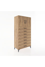 Hyperion Dolap Tek Raflı 7 Çekmeceli 2 Kapaklı 88x44x182 - S57M002V9B