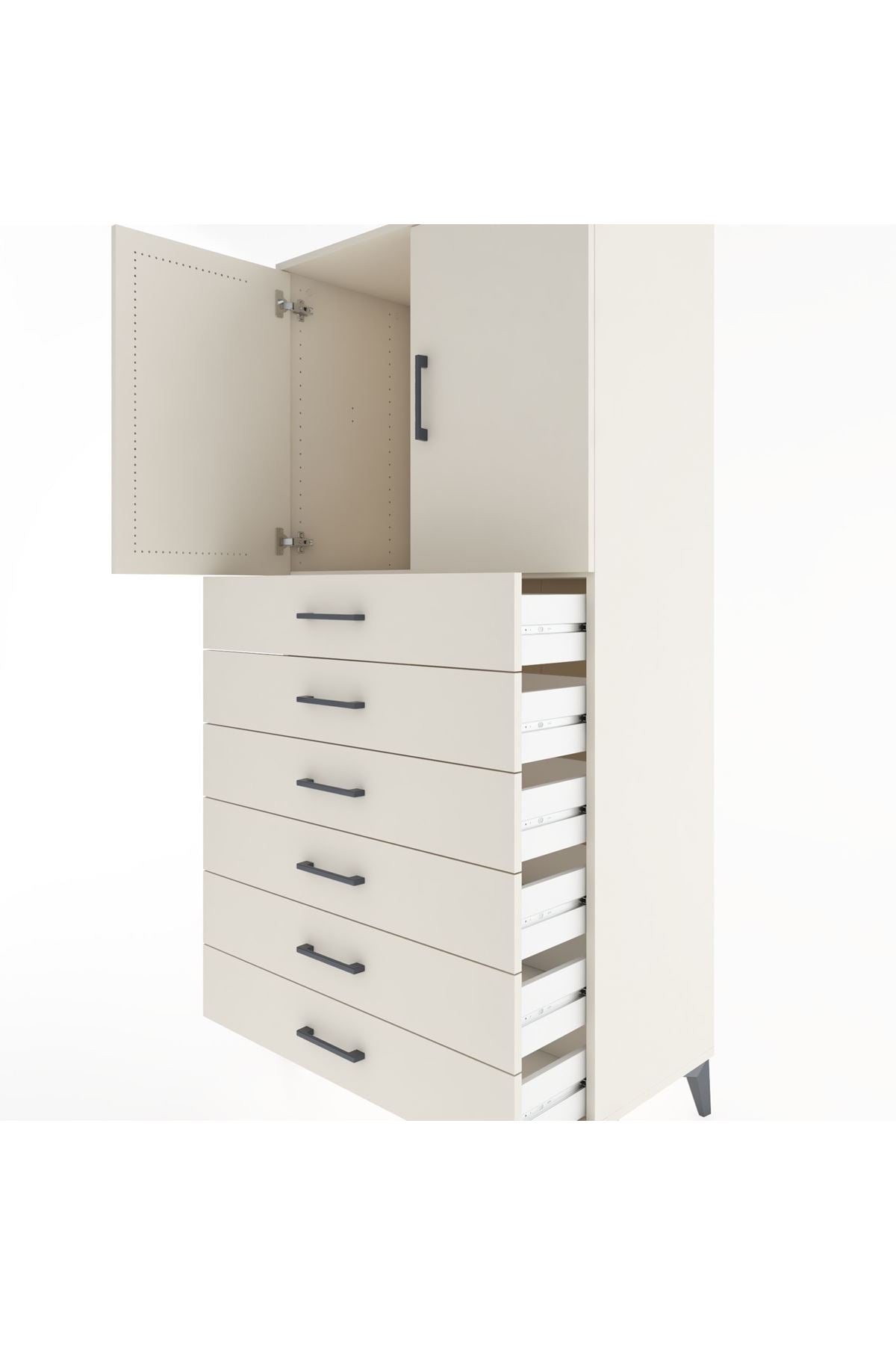 Hyperion Dolap Tek Raflı 6 Çekmeceli 2 Kapaklı 88x44x182 - S57M003V1B
