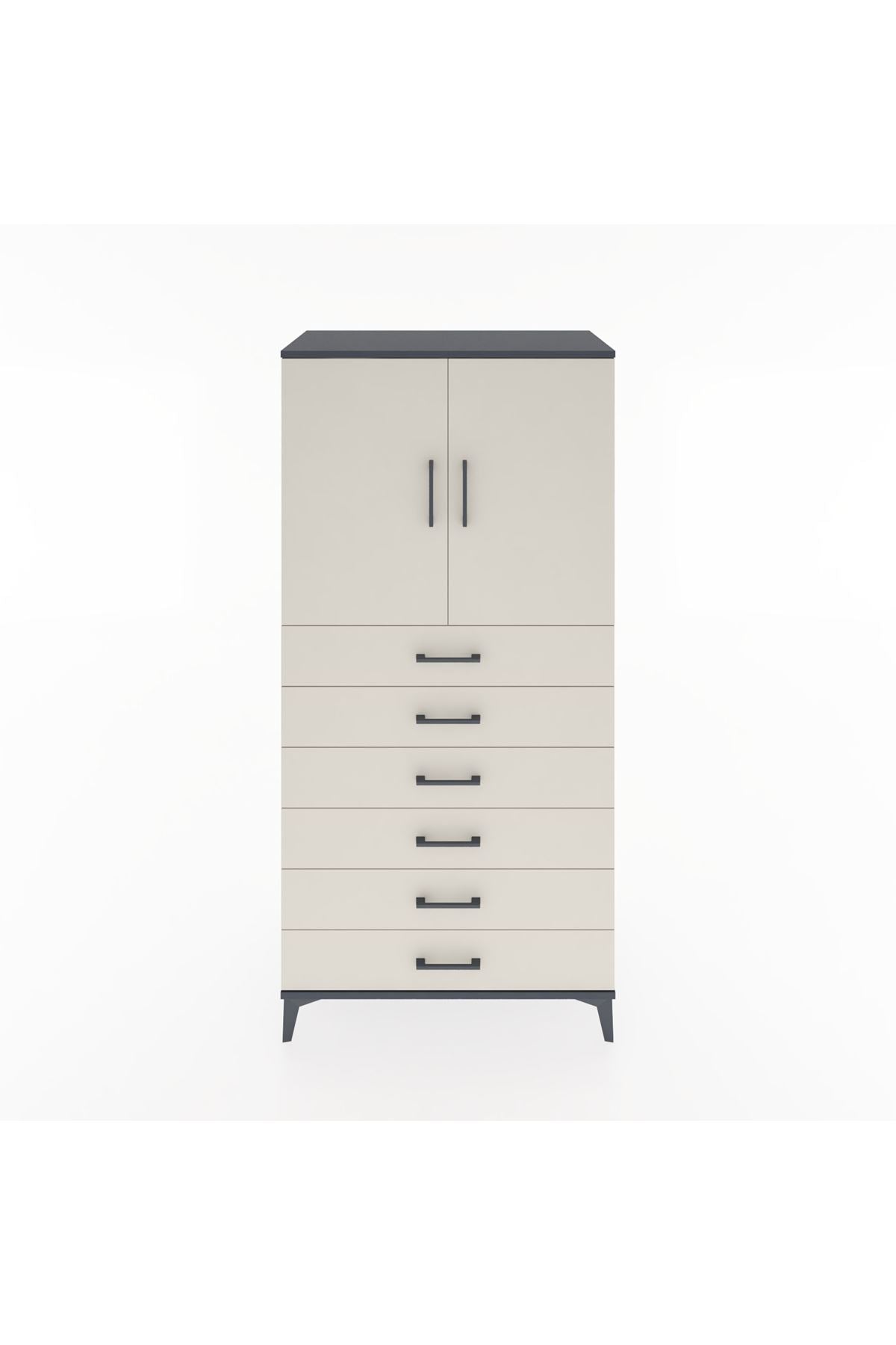 Hyperion Dolap Tek Raflı 6 Çekmeceli 2 Kapaklı 88x44x182 - S57M003V4B