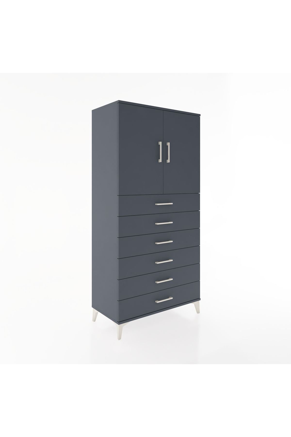 Hyperion Dolap Tek Raflı 6 Çekmeceli 2 Kapaklı 88x44x182 - S57M003V5B