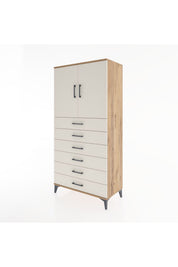 Hyperion Dolap Tek Raflı 6 Çekmeceli 2 Kapaklı 88x44x182 - S57M003V7B