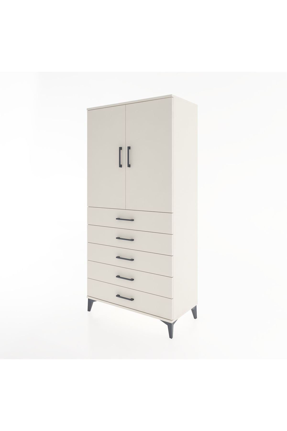 Hyperion Dolap 2 Raflı 5 Çekmeceli 2 Kapaklı 88x44x182 Aytaşı-Aytaşı