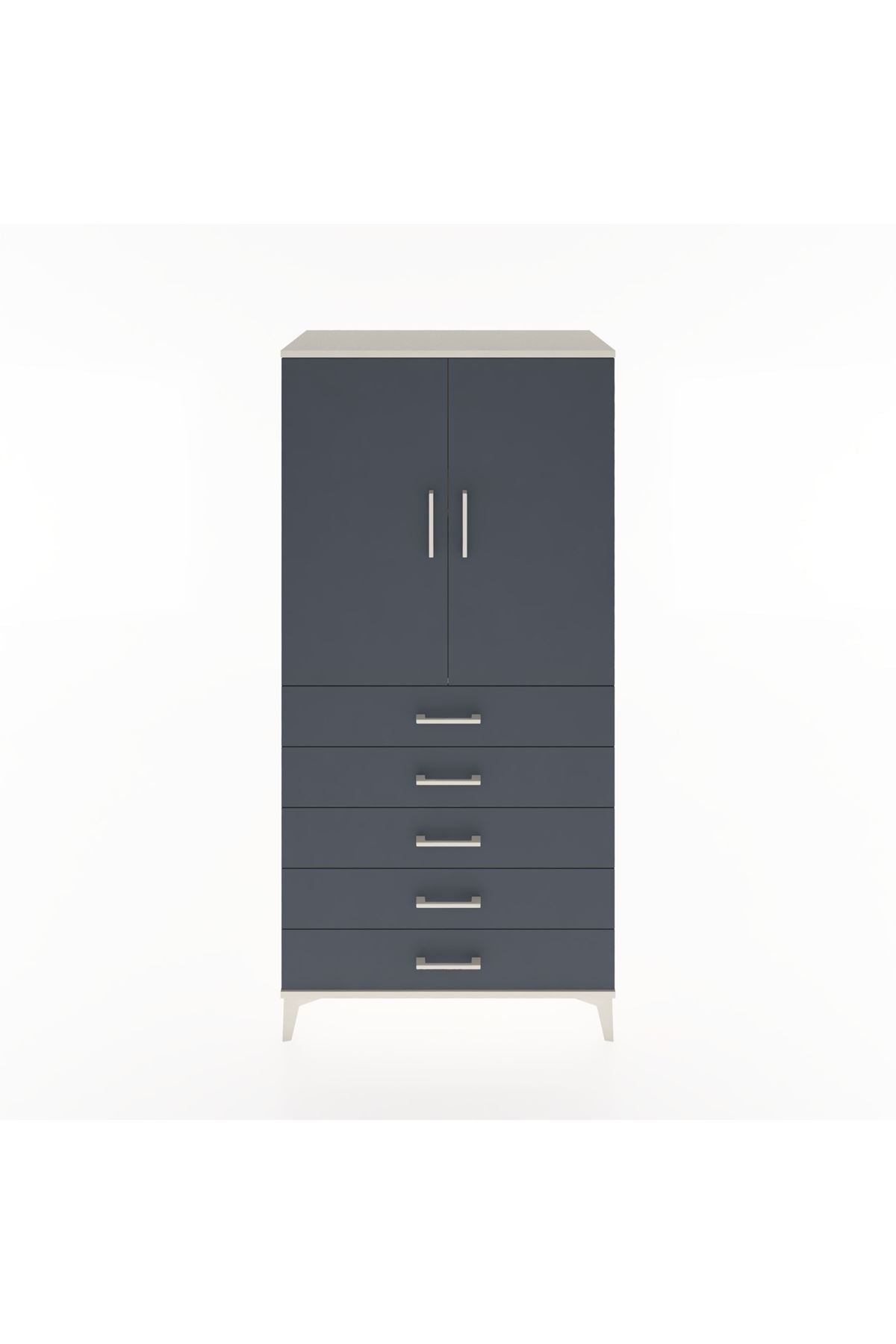 Hyperion Dolap 2 Raflı 5 Çekmeceli 2 Kapaklı 88x44x182 Aytaşı-Antrasit