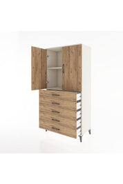 Hyperion Dolap 2 Raflı 5 Çekmeceli 2 Kapaklı 88x44x182 Aytaşı-Çam