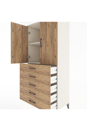 Hyperion Dolap 2 Raflı 5 Çekmeceli 2 Kapaklı 88x44x182 Aytaşı-Çam