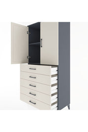 Hyperion Dolap 2 Raflı 5 Çekmeceli 2 Kapaklı 88x44x182 Antrasit-Aytaşı