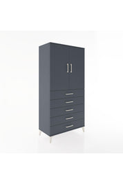 Hyperion Dolap 2 Raflı 5 Çekmeceli 2 Kapaklı 88x44x182 Antrasit-Antrasit