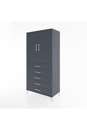 Hyperion Dolap 2 Raflı 5 Çekmeceli 2 Kapaklı 88x44x182 Antrasit-Antrasit