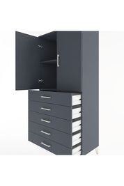 Hyperion Dolap 2 Raflı 5 Çekmeceli 2 Kapaklı 88x44x182 Antrasit-Antrasit