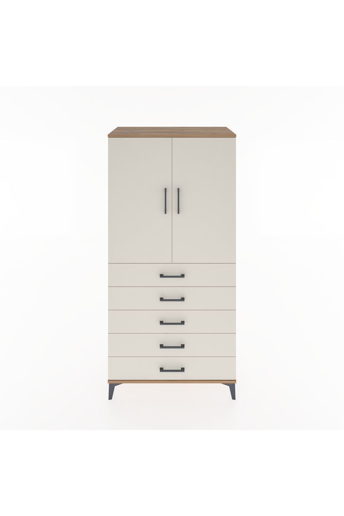 Hyperion Dolap 2 Raflı 5 Çekmeceli 2 Kapaklı 88x44x182 Çam-Aytaşı