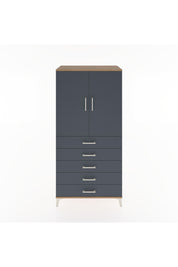 Hyperion Dolap 2 Raflı 5 Çekmeceli 2 Kapaklı 88x44x182 Çam-Antrasit