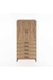Hyperion Dolap 2 Raflı 5 Çekmeceli 2 Kapaklı 88x44x182 Çam-Çam