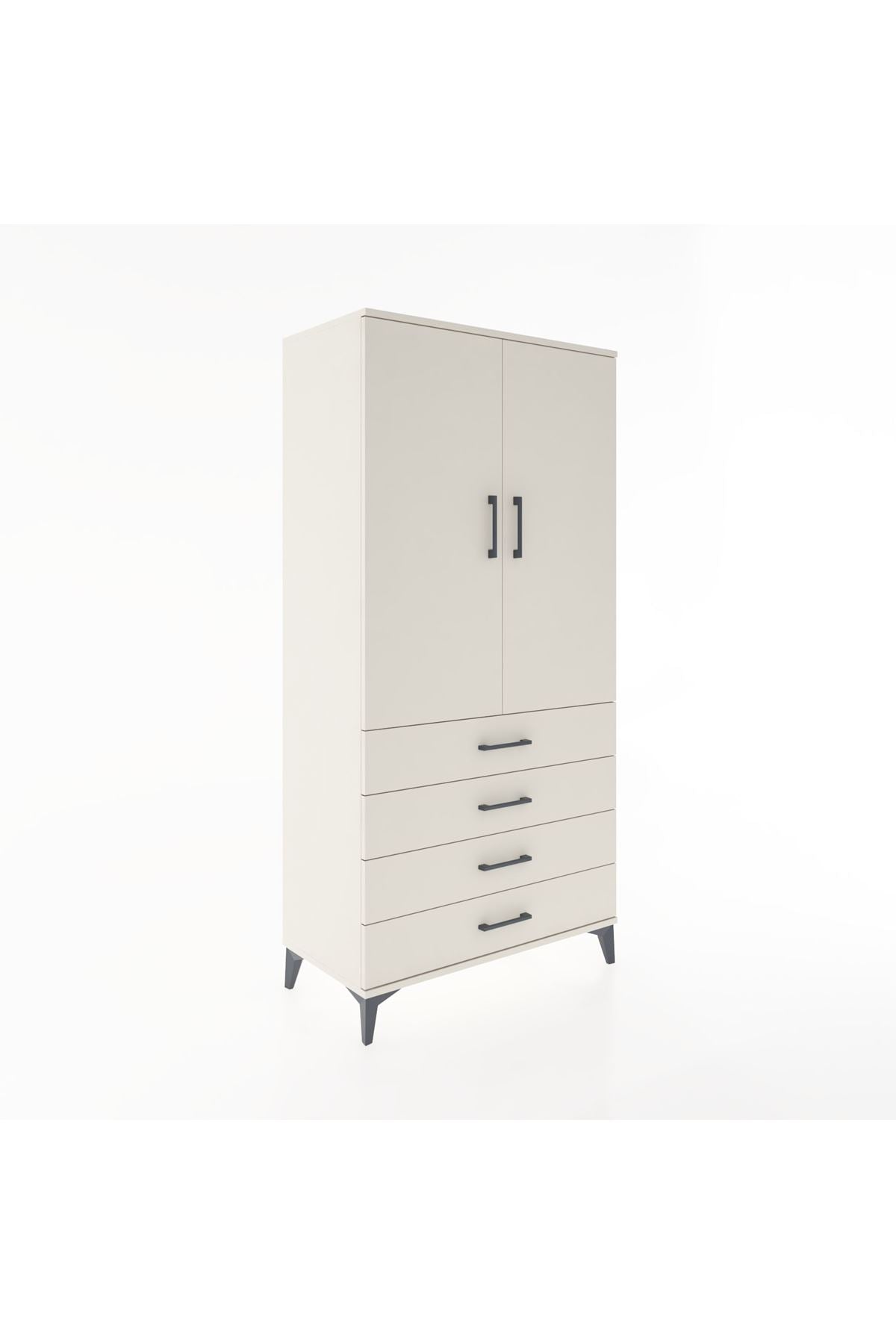 Hyperion Dolap 2 Raflı 4 Çekmeceli 2 Kapaklı 88x44x182 Aytaşı-Aytaşı