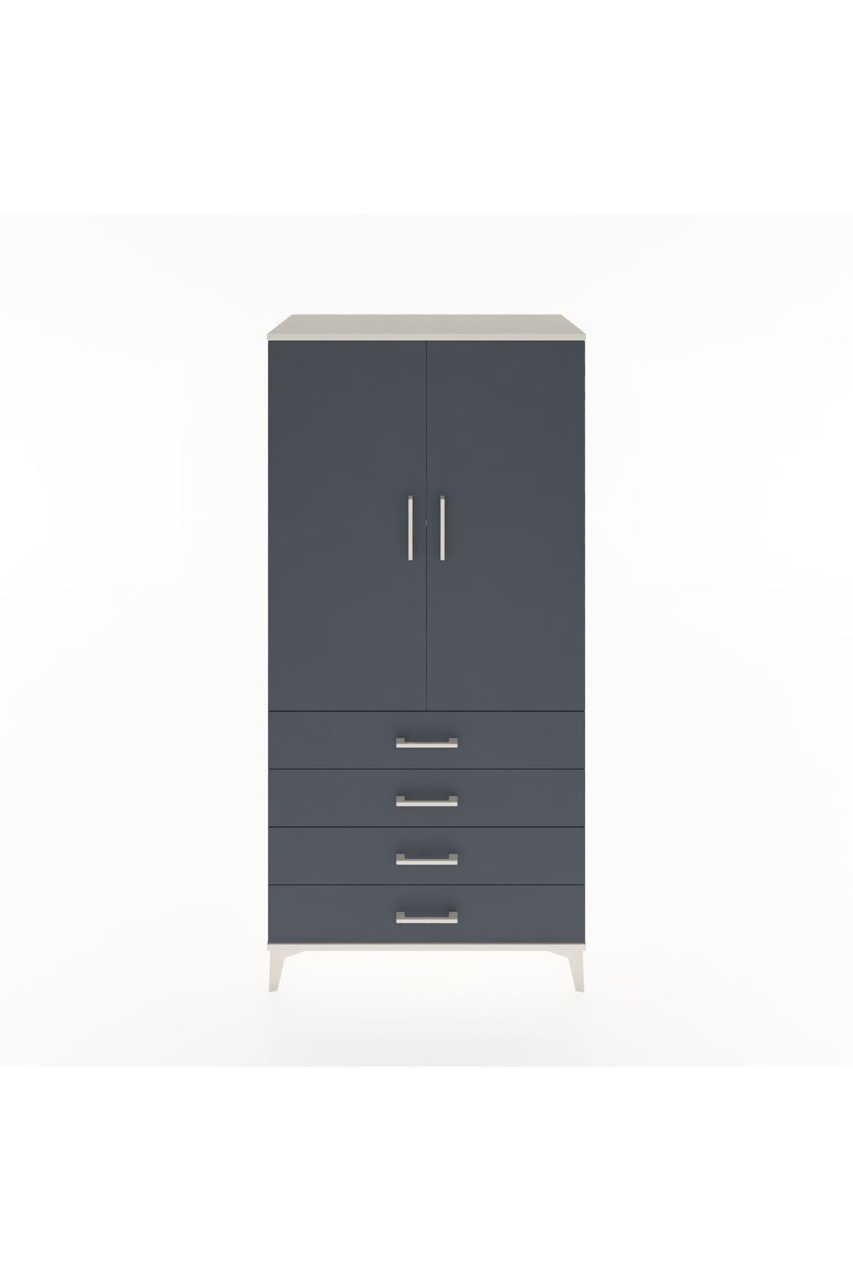 Hyperion Dolap 2 Raflı 4 Çekmeceli 2 Kapaklı 88x44x182 Aytaşı-Antrasit